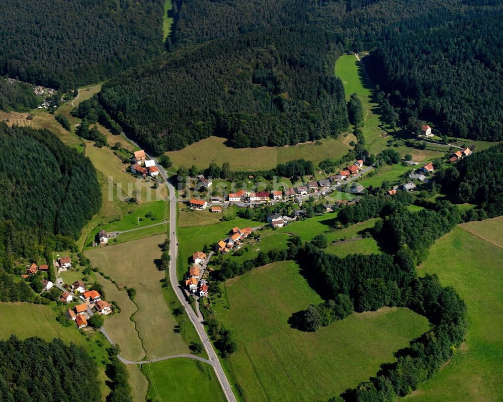 Luftaufnahme Gammelsbach - Dorf - Ansicht am Rande Waldgebieten in Gammelsbach im Bundesland Hessen, Deutschland