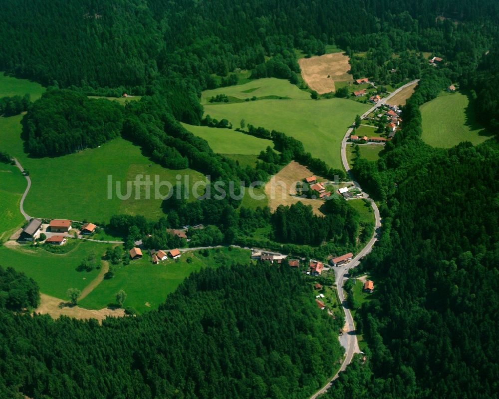 Haigrub aus der Vogelperspektive: Dorf - Ansicht am Rande Waldgebieten in Haigrub im Bundesland Bayern, Deutschland