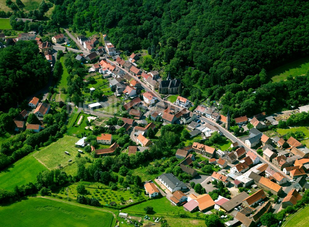 Imsweiler von oben - Dorf - Ansicht am Rande von Waldgebieten in Imsweiler im Bundesland Rheinland-Pfalz, Deutschland