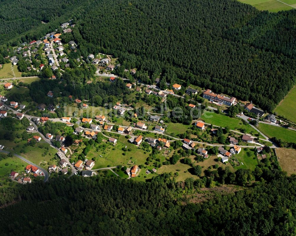 Luftbild Kortelshütte - Dorf - Ansicht am Rande Waldgebieten in Kortelshütte im Bundesland Hessen, Deutschland