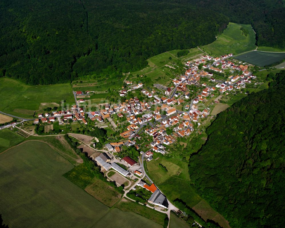 Luftaufnahme Lutter - Dorf - Ansicht am Rande von Waldgebieten in Lutter im Bundesland Thüringen, Deutschland