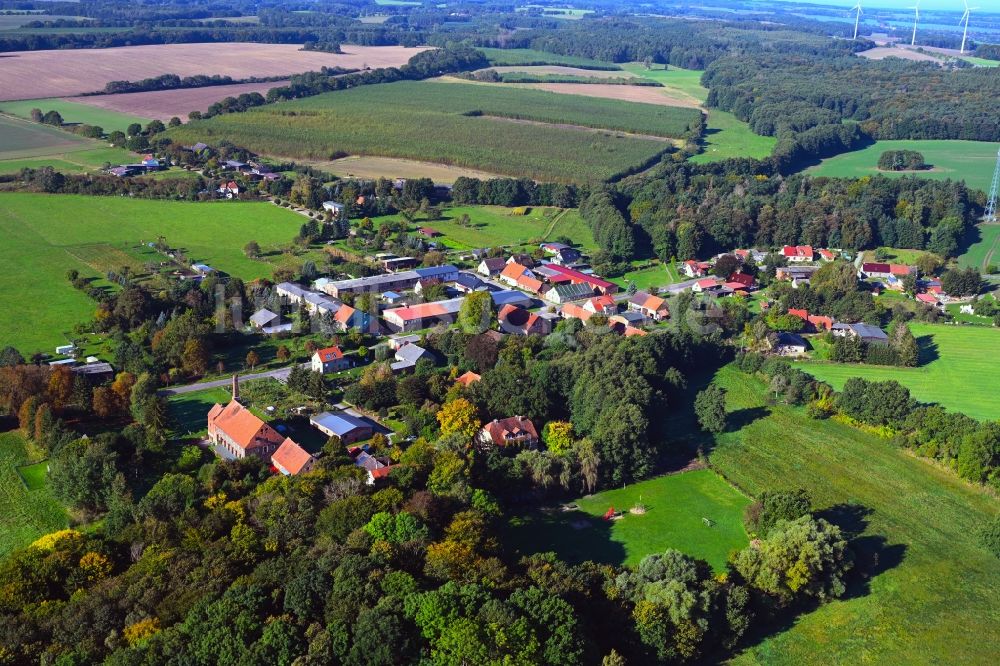 Luftbild Nettelbeck - Dorf - Ansicht am Rande Waldgebieten in Nettelbeck im Bundesland Brandenburg, Deutschland