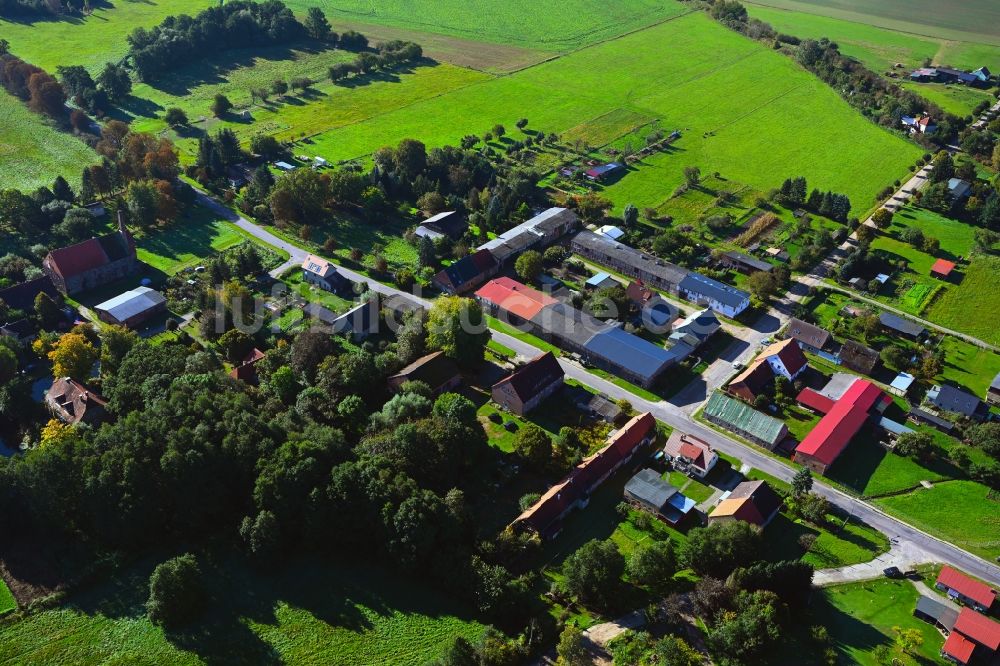 Luftaufnahme Nettelbeck - Dorf - Ansicht am Rande Waldgebieten in Nettelbeck im Bundesland Brandenburg, Deutschland