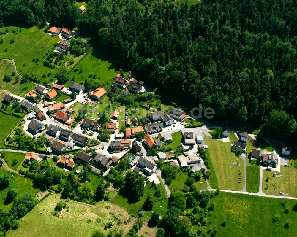 Oberes Gaistal aus der Vogelperspektive: Dorf - Ansicht am Rande von Waldgebieten in Oberes Gaistal im Bundesland Baden-Württemberg, Deutschland