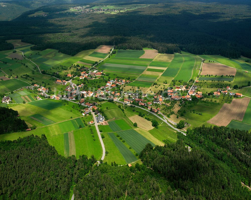 Luftaufnahme Oberkollwangen - Dorf - Ansicht am Rande von Waldgebieten in Oberkollwangen im Bundesland Baden-Württemberg, Deutschland