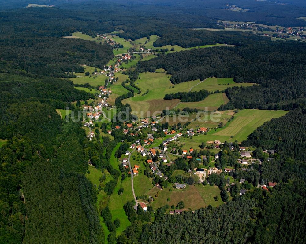 Luftbild Olfen - Dorf - Ansicht am Rande Waldgebieten in Olfen im Bundesland Hessen, Deutschland