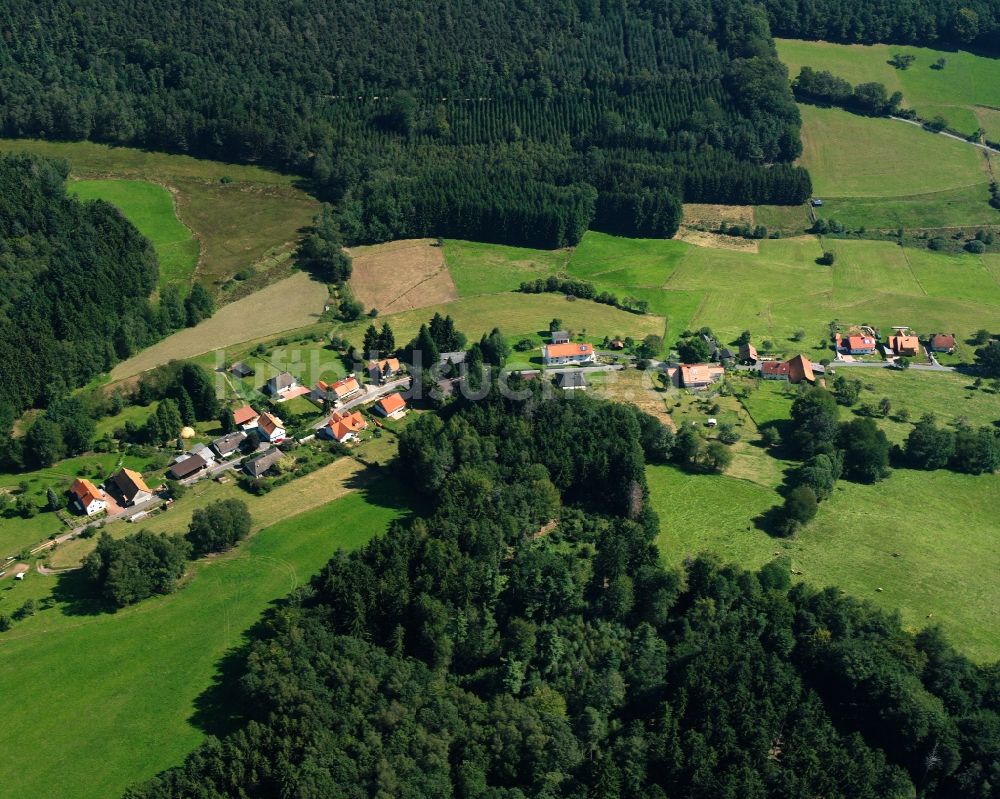 Olfen von oben - Dorf - Ansicht am Rande Waldgebieten in Olfen im Bundesland Hessen, Deutschland