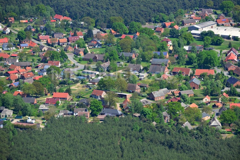 Polz von oben - Dorf - Ansicht am Rande Waldgebieten in Polz im Bundesland Mecklenburg-Vorpommern, Deutschland