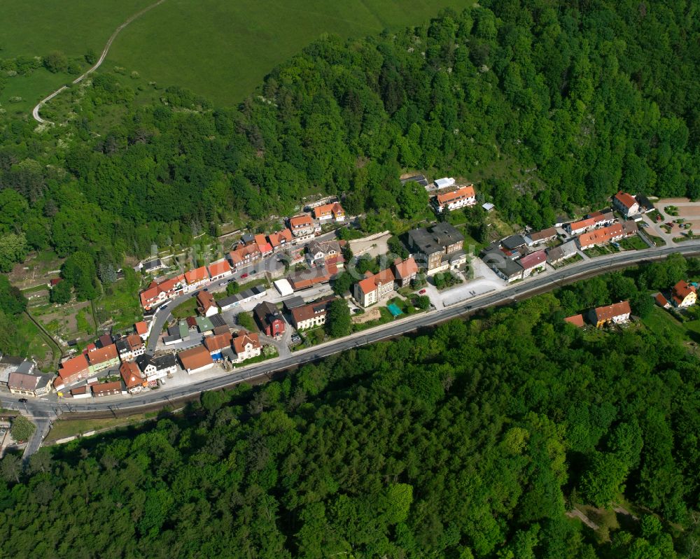 Luftaufnahme Rübeland - Dorf - Ansicht am Rande von Waldgebieten in Rübeland im Bundesland Sachsen-Anhalt, Deutschland