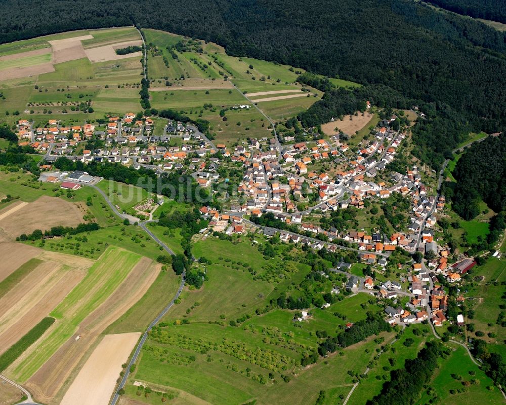 Rimhorn von oben - Dorf - Ansicht am Rande Waldgebieten in Rimhorn im Bundesland Hessen, Deutschland