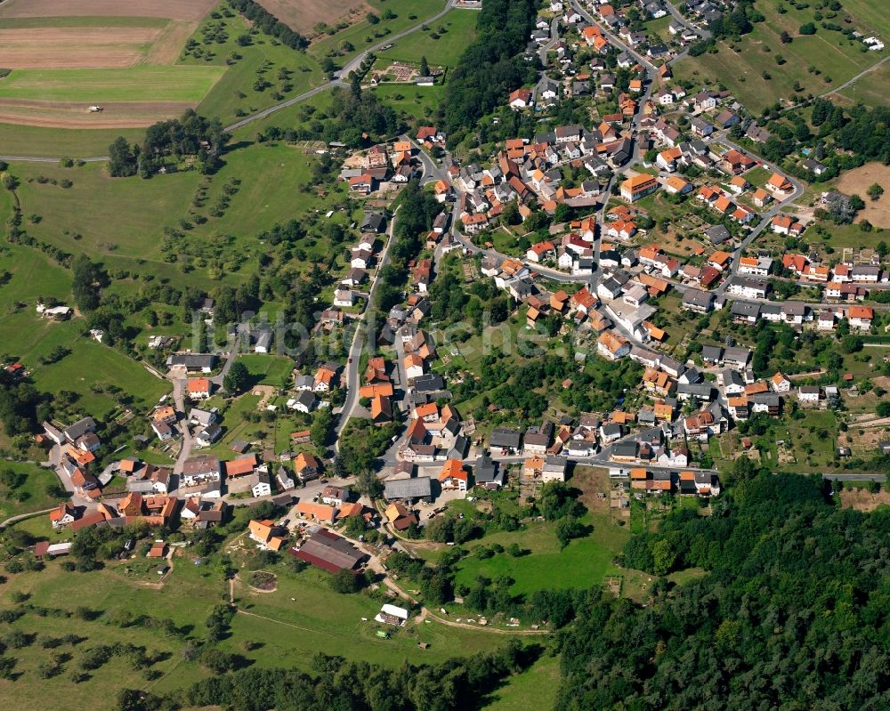 Rimhorn aus der Vogelperspektive: Dorf - Ansicht am Rande Waldgebieten in Rimhorn im Bundesland Hessen, Deutschland