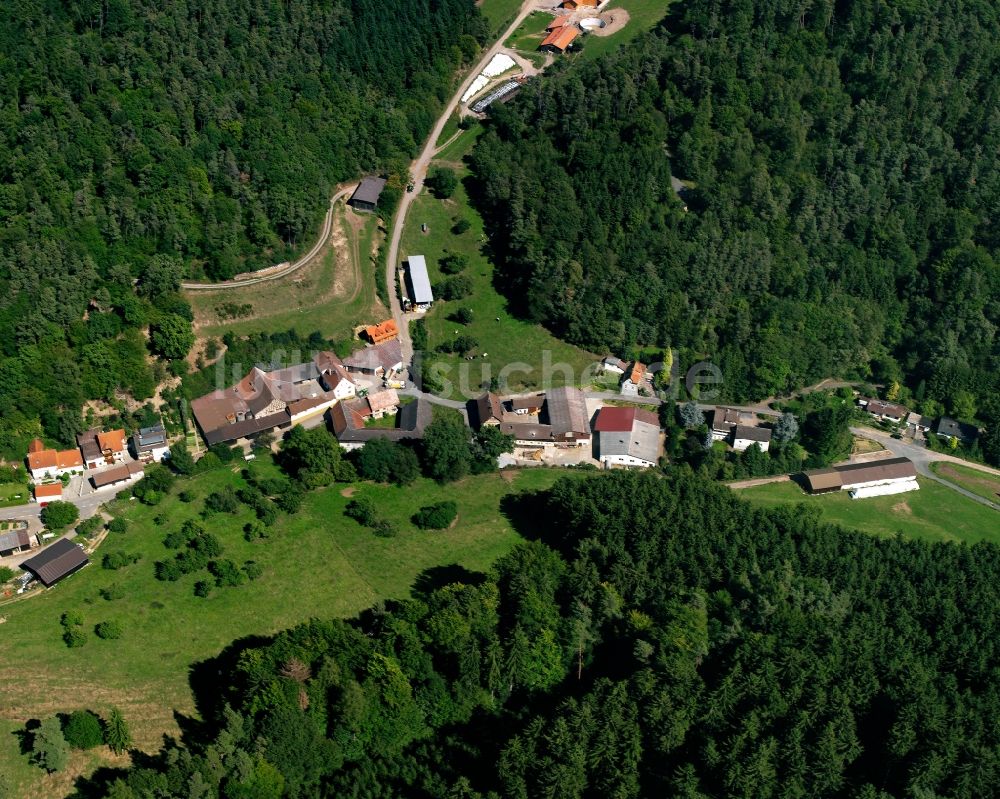 Wallbach aus der Vogelperspektive: Dorf - Ansicht am Rande Waldgebieten in Wallbach im Bundesland Hessen, Deutschland