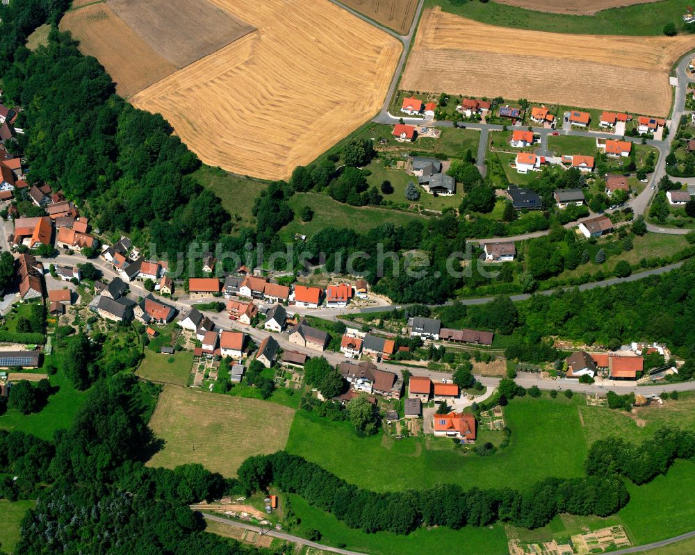 Widdern von oben - Dorf - Ansicht am Rande von Waldgebieten in Widdern im Bundesland Baden-Württemberg, Deutschland