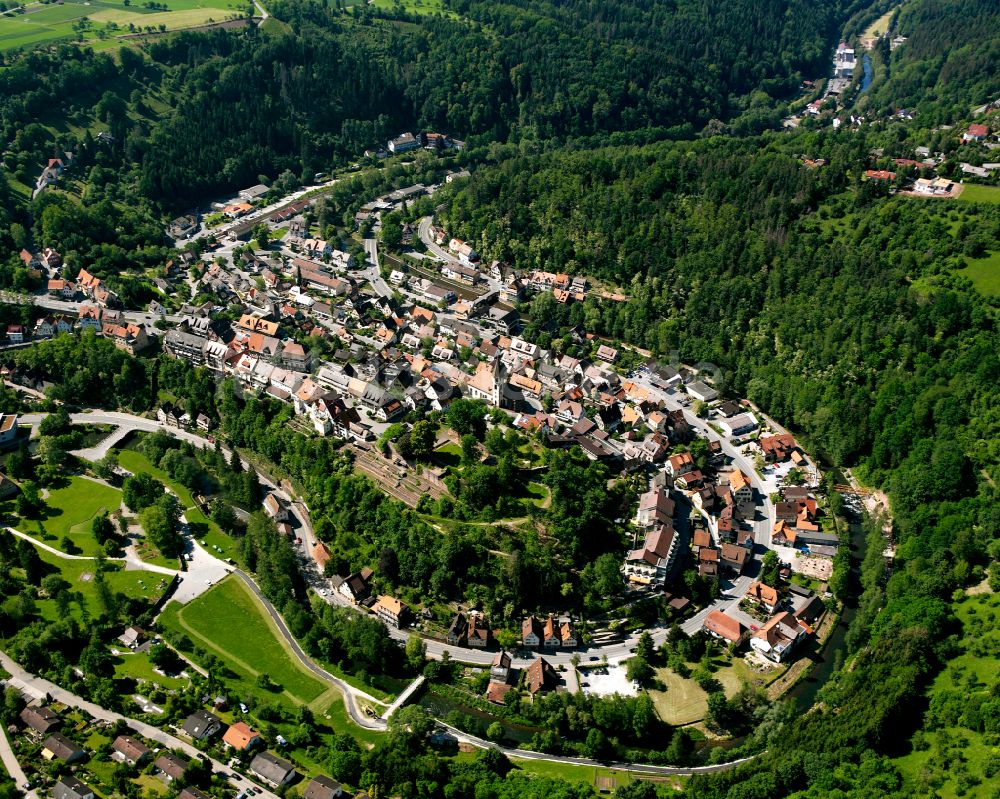 Luftaufnahme Wildberg - Dorf - Ansicht am Rande von Waldgebieten in Wildberg im Bundesland Baden-Württemberg, Deutschland