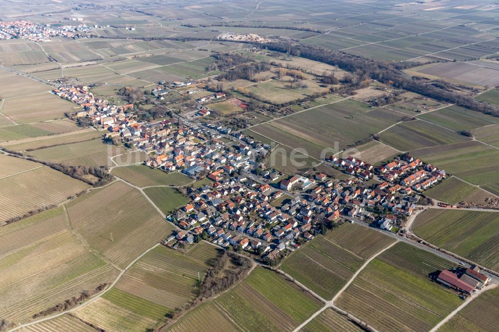 Luftbild Forst an der Weinstraße - Dorf - Ansicht am Rande von Weinbergen in Forst an der Weinstraße im Bundesland Rheinland-Pfalz, Deutschland