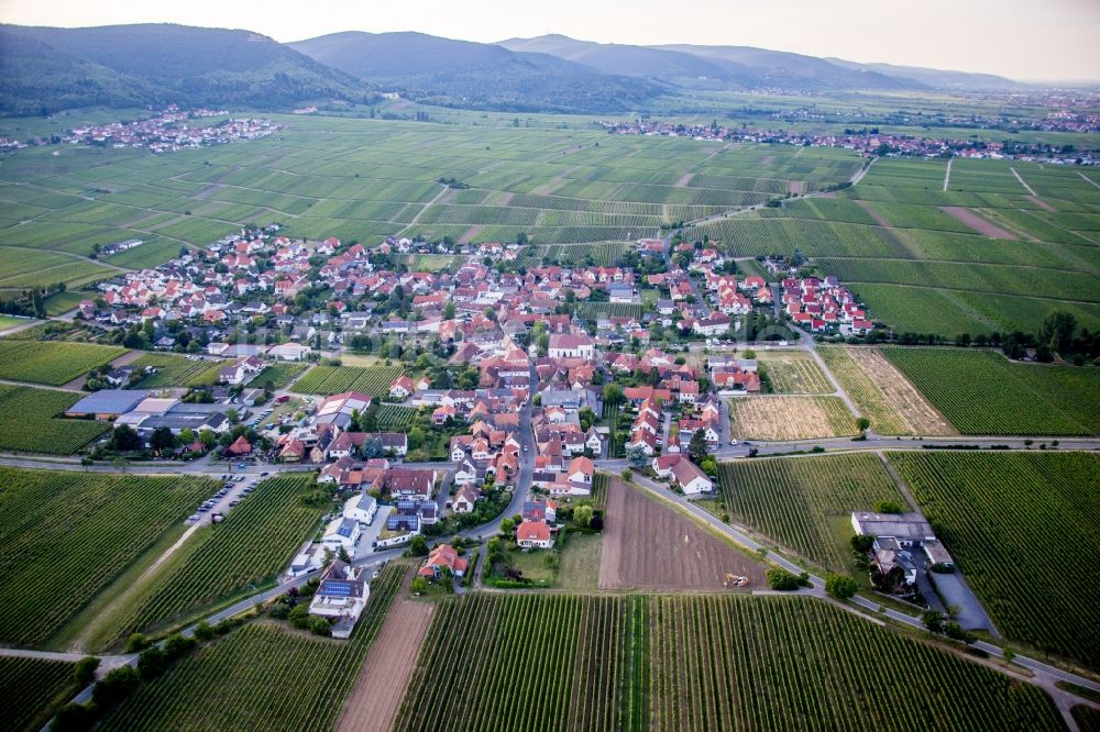 Luftaufnahme Hainfeld - Dorf - Ansicht am Rande von Weinbergen in Hainfeld im Bundesland Rheinland-Pfalz, Deutschland