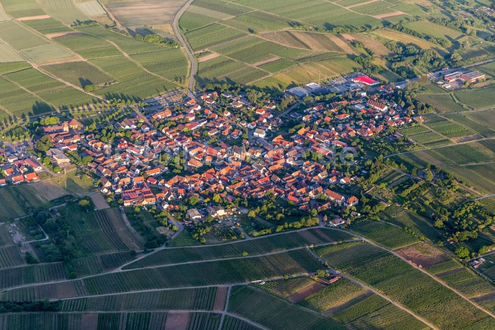 Luftbild Schweigen - Dorf - Ansicht am Rande von Weinbergen in Schweigen im Bundesland Rheinland-Pfalz, Deutschland