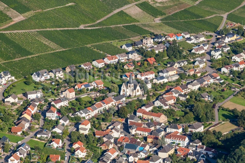 Luftaufnahme Ockfen - Dorf - Ansicht am Rande von Weingergen über der Saar in Ockfen im Bundesland Rheinland-Pfalz, Deutschland