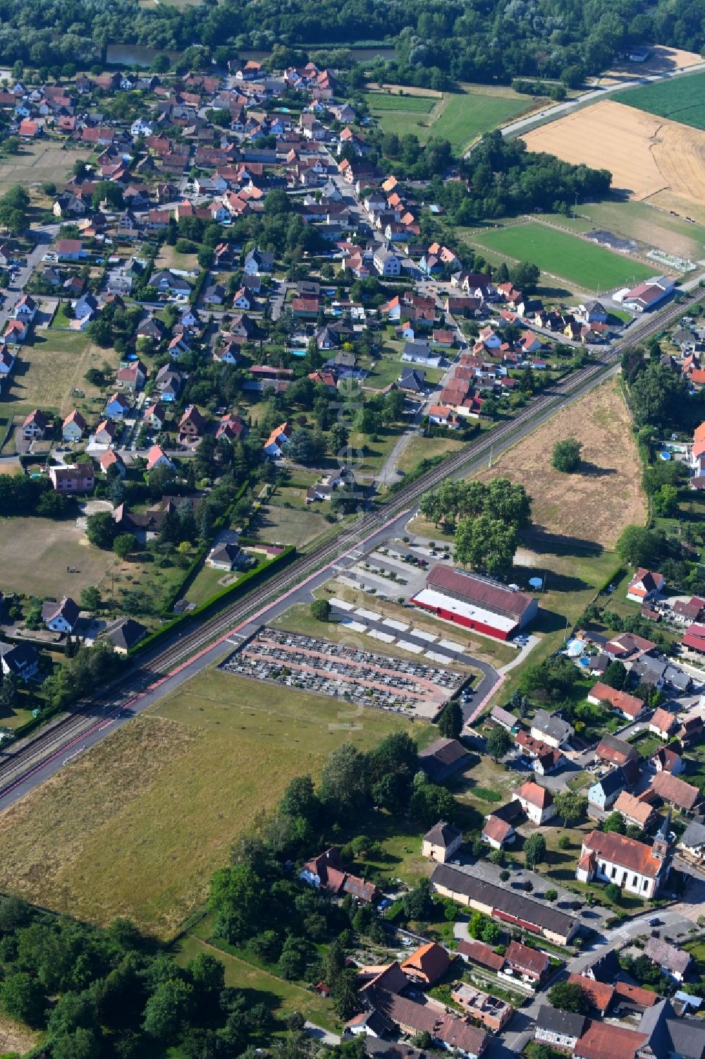 Rountzenheim von oben - Dorf - Ansicht in Rountzenheim in Grand Est, Frankreich