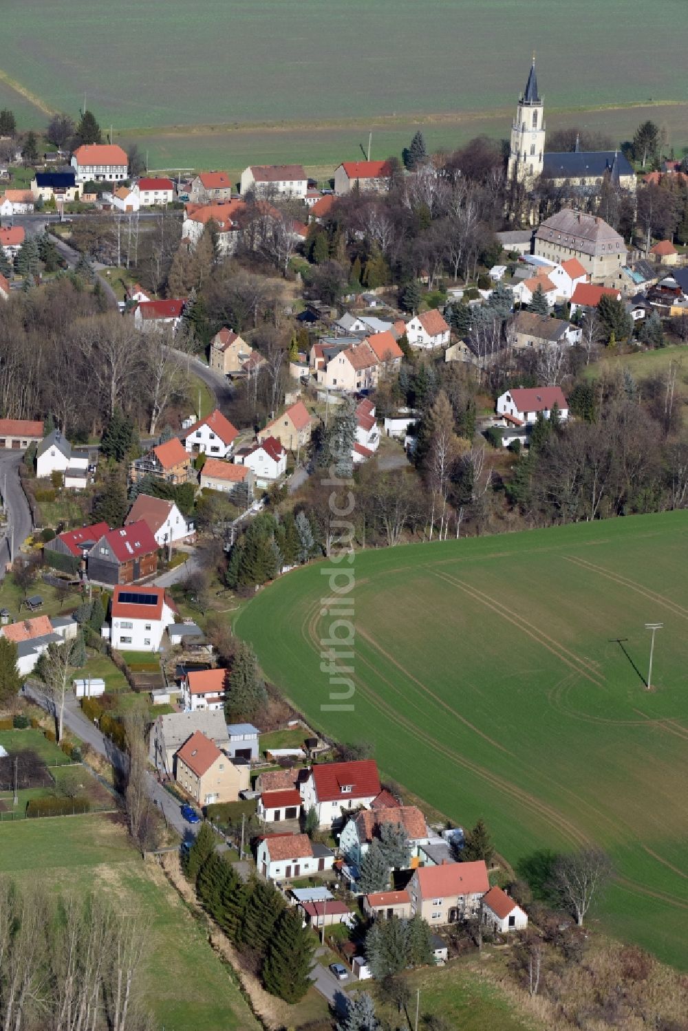 Luftbild Stauchitz - Dorf - Ansicht von Staucha im Bundesland Sachsen