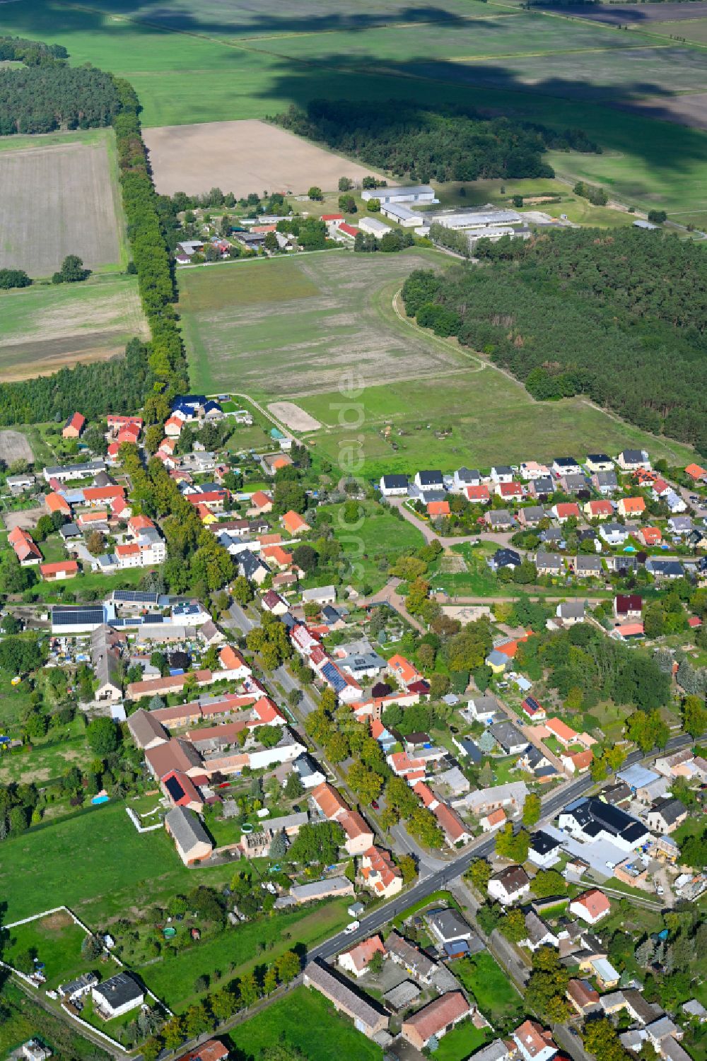 Luftaufnahme Telz - Dorf - Ansicht in Telz im Bundesland Brandenburg, Deutschland