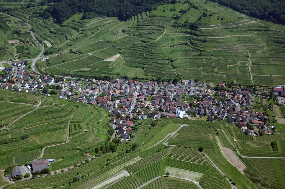 Vogtsburg im Kaiserstuhl von oben - Dorf - Ansicht von Vogtsburg im Kaiserstuhl- Oberbergen im Bundesland Baden-Württemberg