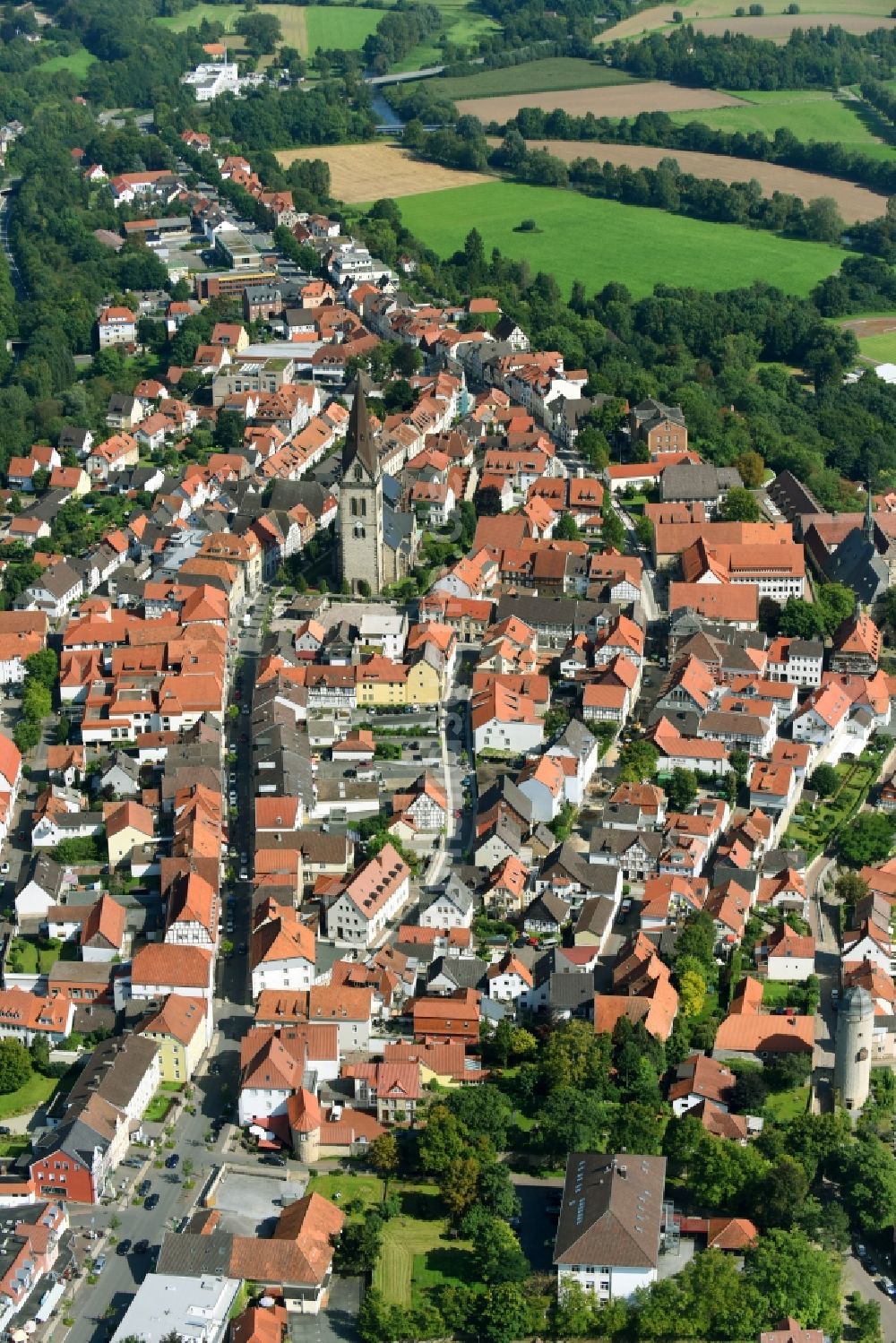 Warburg von oben - Dorf - Ansicht in Warburg im Bundesland Nordrhein-Westfalen, Deutschland