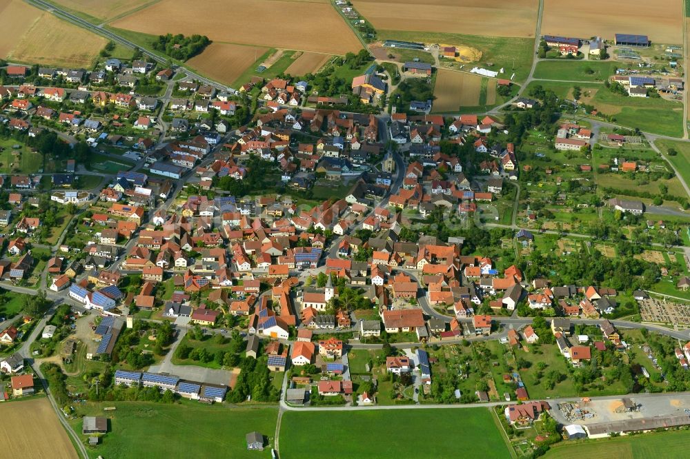 Luftbild Aidhausen - Dorf - Ansicht der zum Landkreis Haßberge gehörenden Gemeinde Aidhausen im Bundesland Bayern