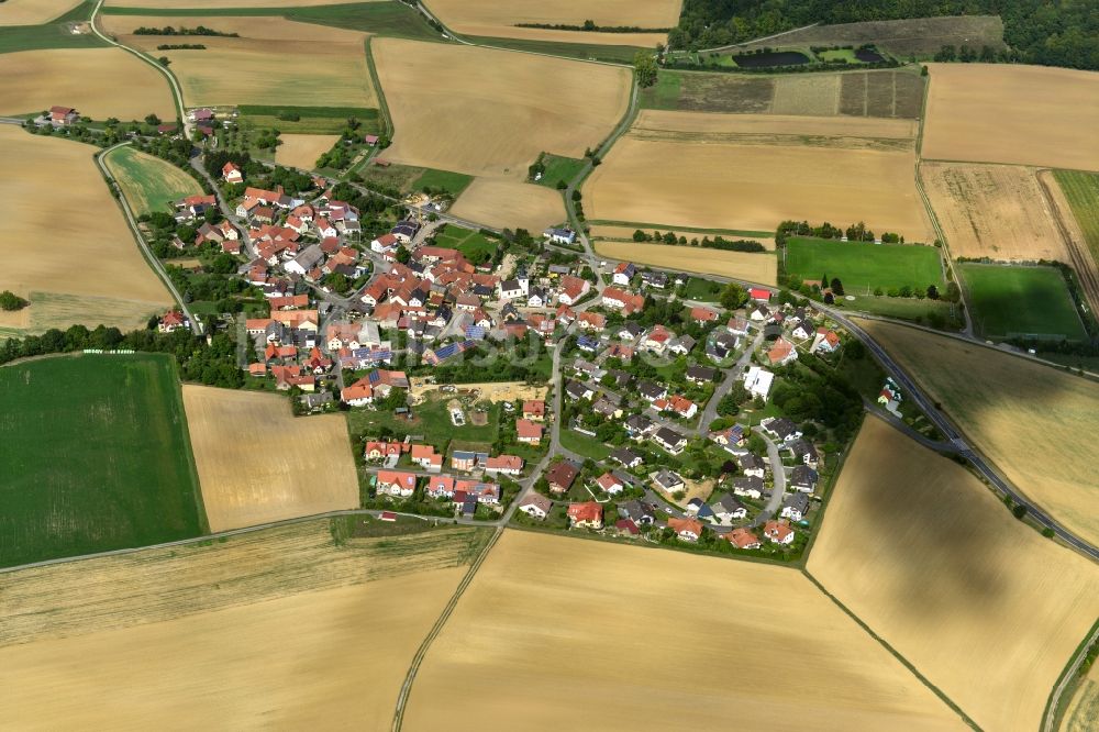 Buch von oben - Dorf - Ansicht der zum Landkreis Haßberge gehörenden Gemeinde Buch im Bundesland Bayern