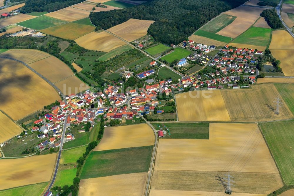 Luftaufnahme Dampfach - Dorf - Ansicht der zum Landkreis Haßberge gehörenden Gemeinde Dampfach im Bundesland Bayern