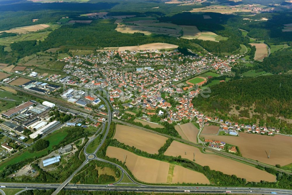 Luftbild Ebelsbach - Dorf - Ansicht der zum Landkreis Haßberge gehörenden Gemeinde Ebelsbach im Bundesland Bayern