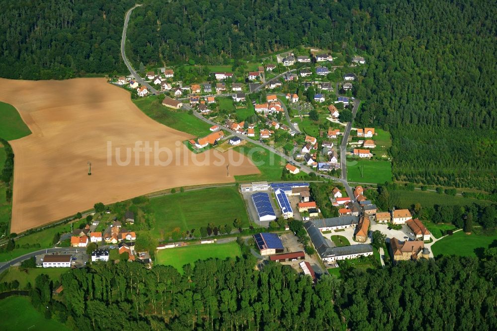 Luftbild Eyrichshof - Dorf - Ansicht der zum Landkreis Haßberge gehörenden Gemeinde Eyrichshof im Bundesland Bayern