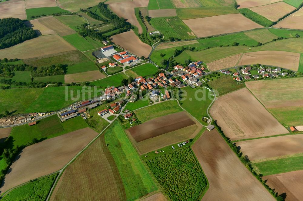 Luftbild Frickendorf - Dorf - Ansicht der zum Landkreis Haßberge gehörenden Gemeinde Frickendorf im Bundesland Bayern