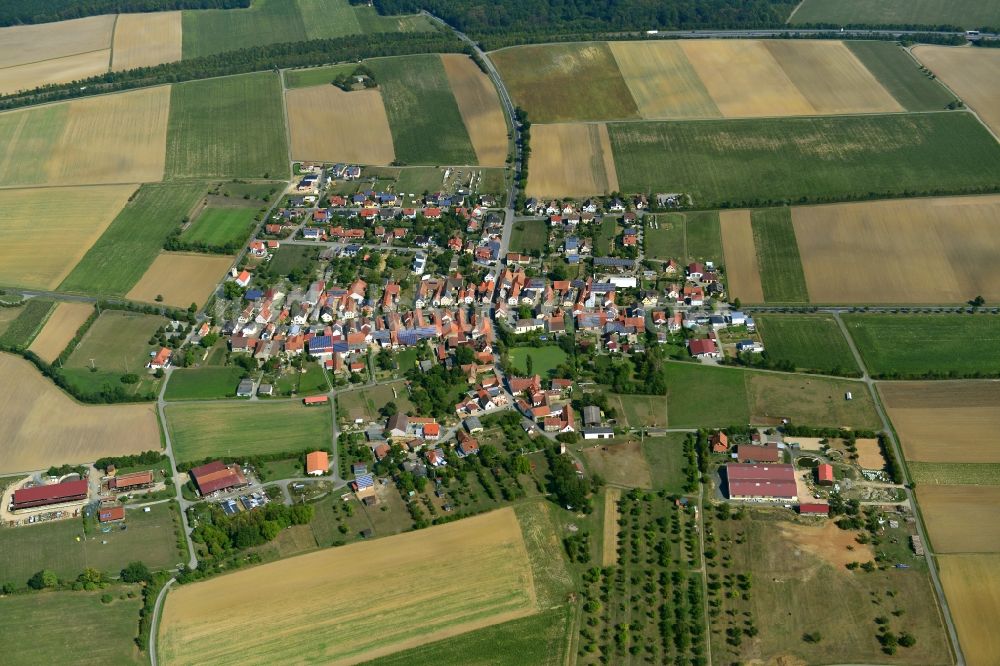 Luftbild Hainert - Dorf - Ansicht der zum Landkreis Haßberge gehörenden Gemeinde Hainert im Bundesland Bayern