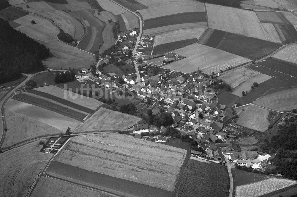 Luftbild Hohnhausen - Dorf - Ansicht der zum Landkreis Haßberge gehörenden Gemeinde Hohnhausen im Bundesland Bayern