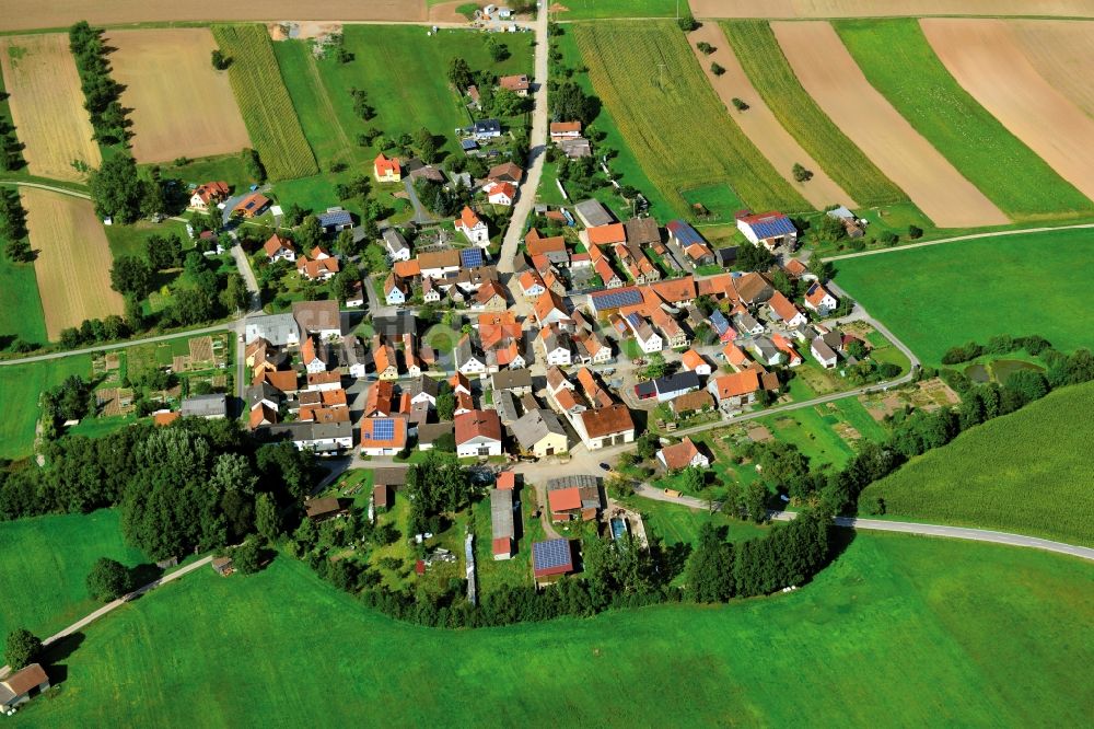 Kimmelsbach von oben - Dorf - Ansicht der zum Landkreis Haßberge gehörenden Gemeinde Kimmelsbach Bundorf im Bundesland Bayern