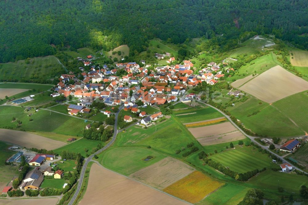 Luftbild Nassach - Dorf - Ansicht der zum Landkreis Haßberge gehörenden Gemeinde Nassach im Bundesland Bayern