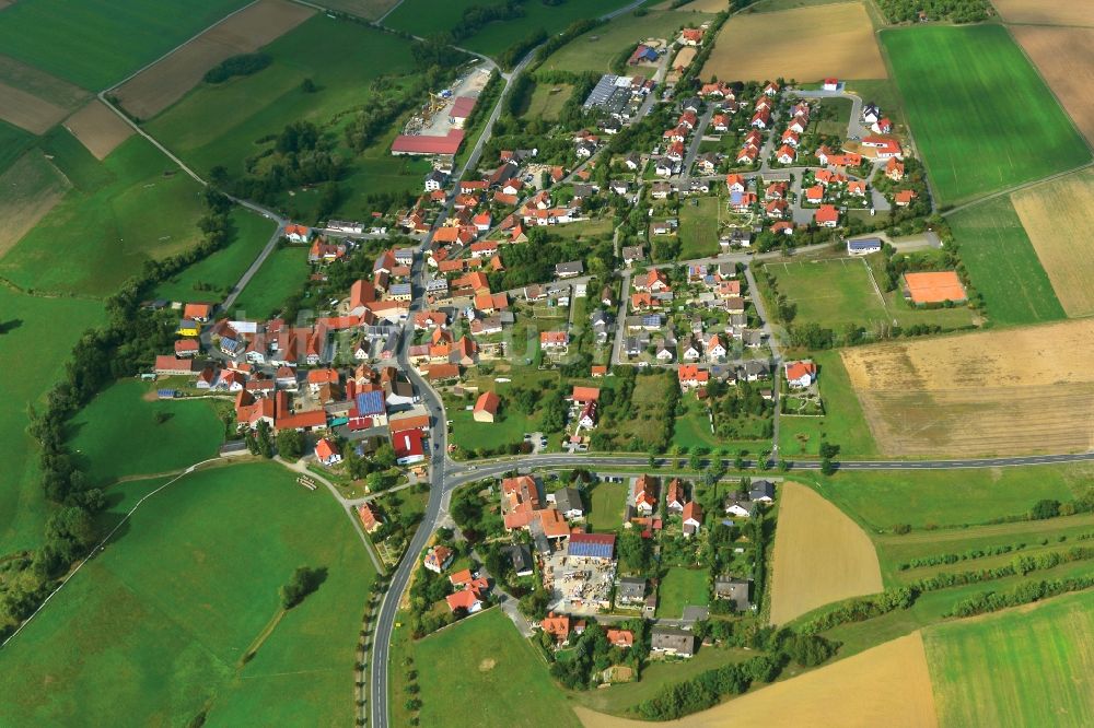 Luftbild Oberhohenried - Dorf - Ansicht der zum Landkreis Haßberge gehörenden Gemeinde Oberhohenried im Bundesland Bayern