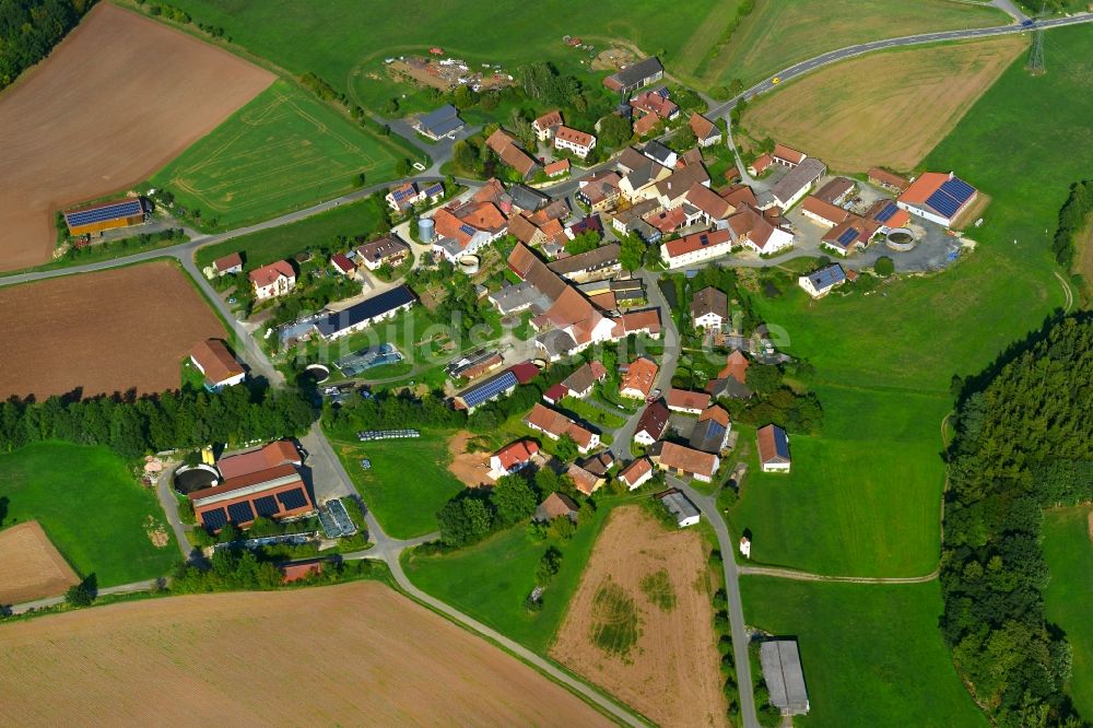 Luftbild Obermerzbach - Dorf - Ansicht der zum Landkreis Haßberge gehörenden Gemeinde Obermerzbach im Bundesland Bayern