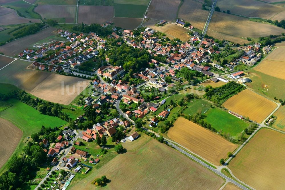 Luftaufnahme Oberschwappach Knetzgau - Dorf - Ansicht der zum Landkreis Haßberge gehörenden Gemeinde Oberschwappach im Bundesland Bayern