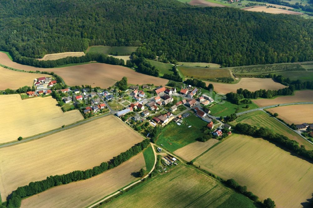 Luftbild Obersteinbach - Dorf - Ansicht der zum Landkreis Haßberge gehörenden Gemeinde Obersteinbach im Bundesland Bayern