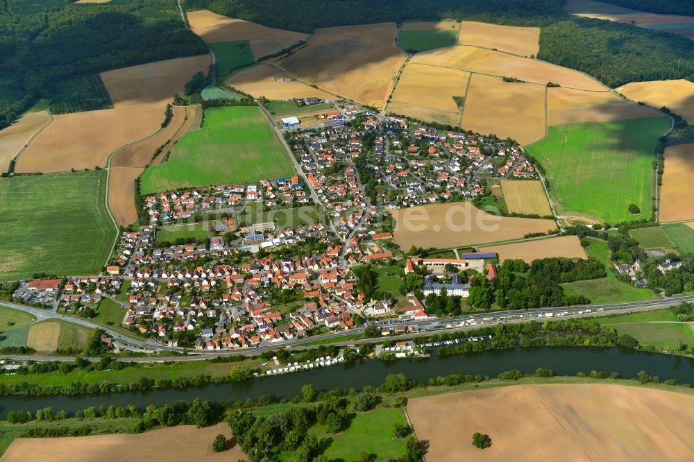 Luftaufnahme Obertheres - Dorf - Ansicht der zum Landkreis Haßberge gehörenden Gemeinde Obertheres im Bundesland Bayern