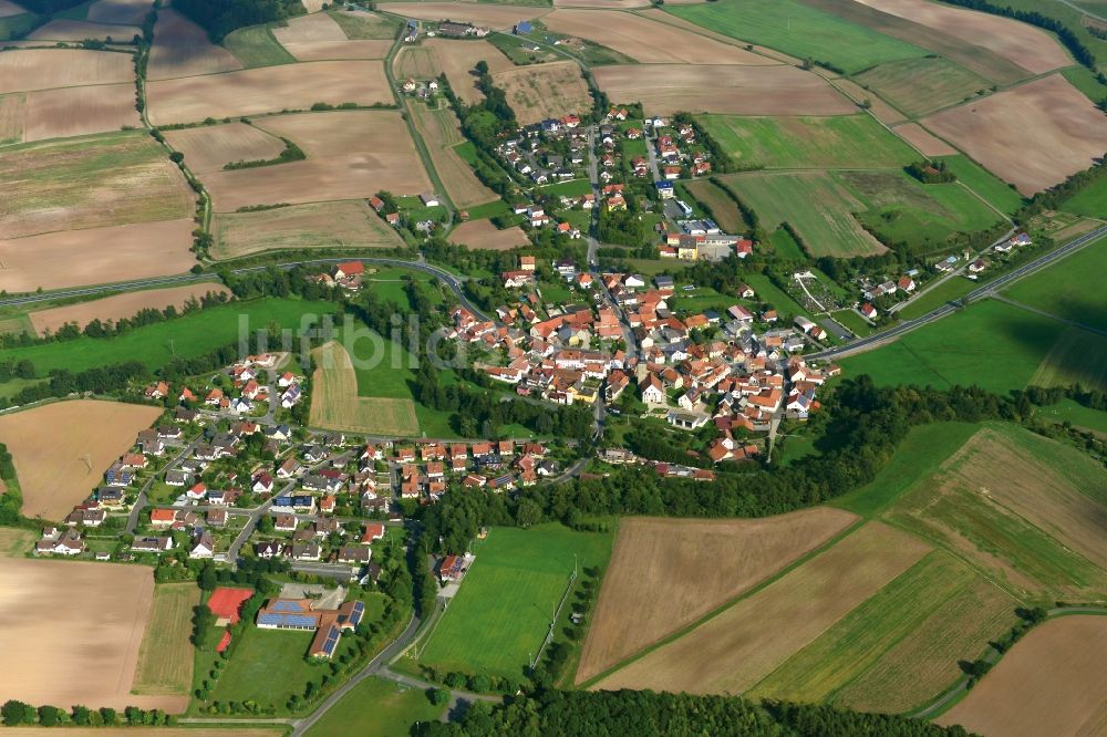 Luftbild Pfarrweisach - Dorf - Ansicht der zum Landkreis Haßberge gehörenden Gemeinde Pfarrweisach im Bundesland Bayern