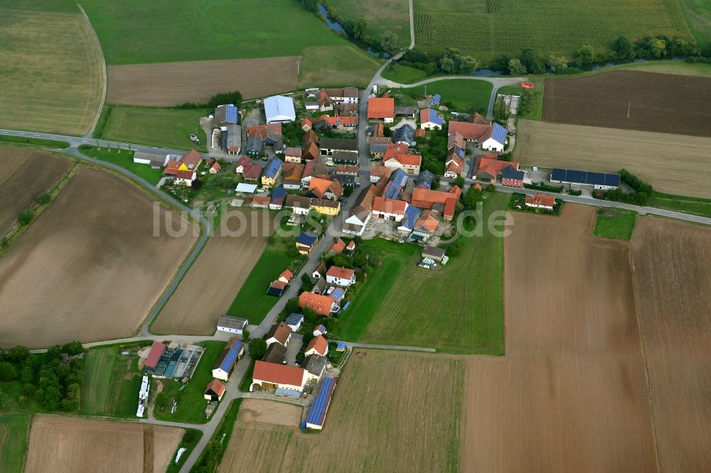 Luftaufnahme Recheldorf - Dorf - Ansicht der zum Landkreis Haßberge gehörenden Gemeinde in Recheldorf im Bundesland Bayern