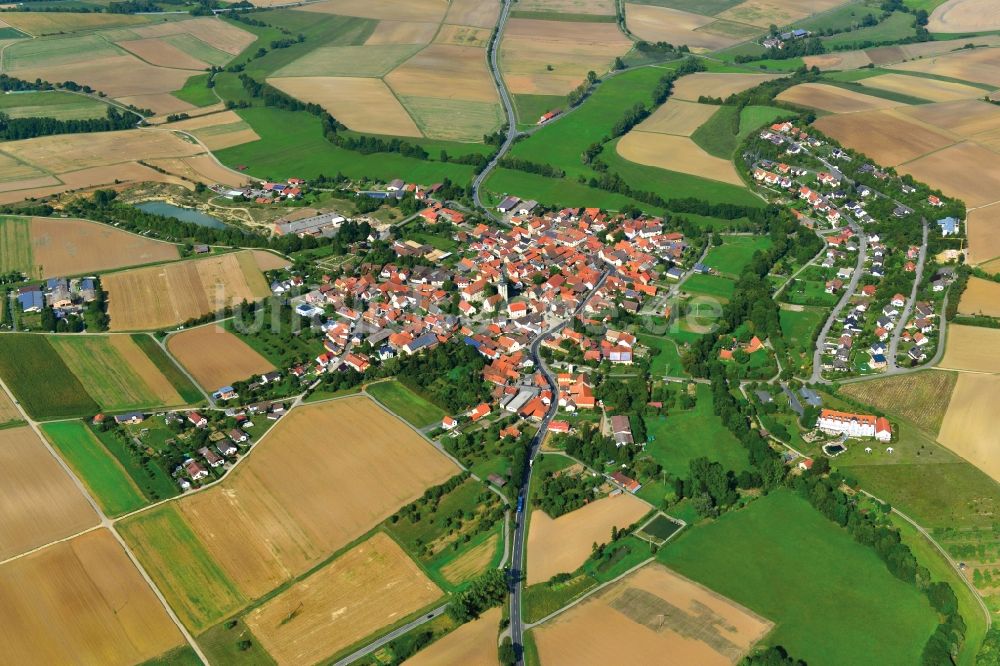 Luftbild Rügheim - Dorf - Ansicht der zum Landkreis Haßberge gehörenden Gemeinde Rügheim im Bundesland Bayern