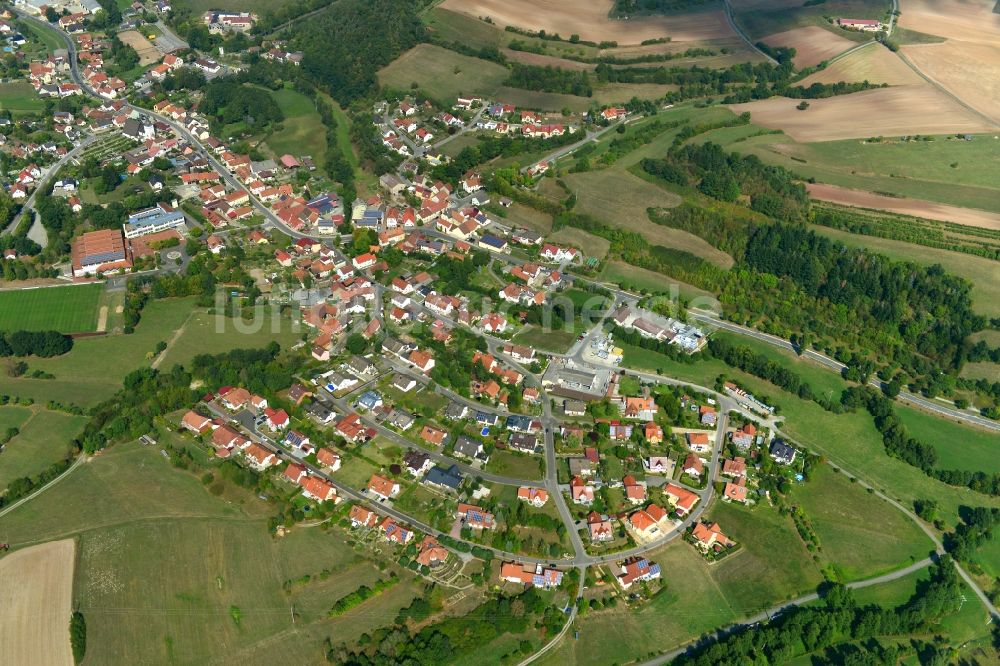 Luftbild Trossenfurt - Dorf - Ansicht der zum Landkreis Haßberge gehörenden Gemeinde Trossenfurt im Bundesland Bayern