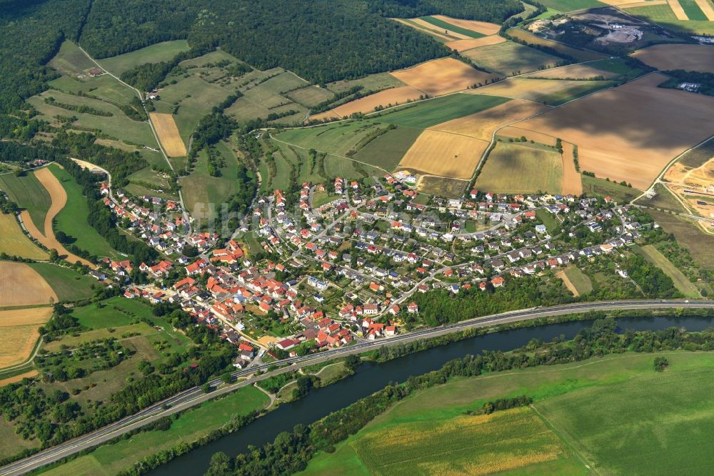 Wülflingen von oben - Dorf - Ansicht der zum Landkreis Haßberge gehörenden Gemeinde Wülflingen im Bundesland Bayern