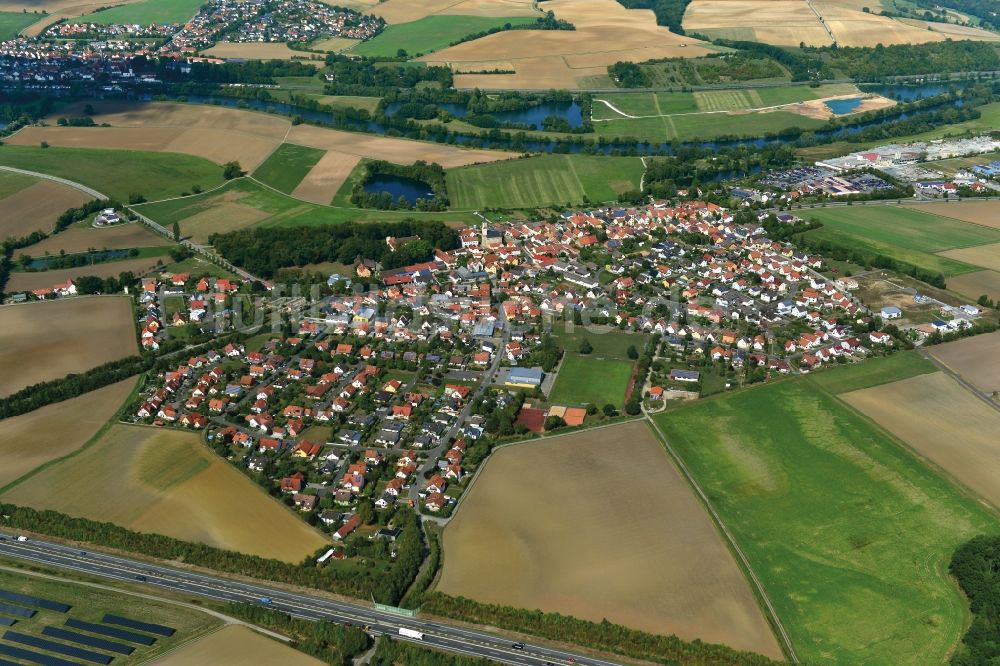 Luftaufnahme Wonfurt - Dorf - Ansicht der zum Landkreis Haßberge gehörenden Gemeinde Wonfurt im Bundesland Bayern