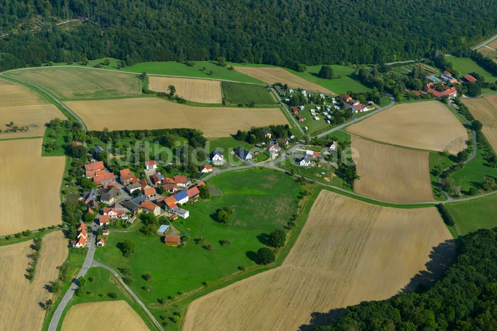 Wüstenwelsberg aus der Vogelperspektive: Dorf - Ansicht der zum Landkreis Haßberge gehörenden Gemeinde Wüstenwelsberg im Bundesland Bayern