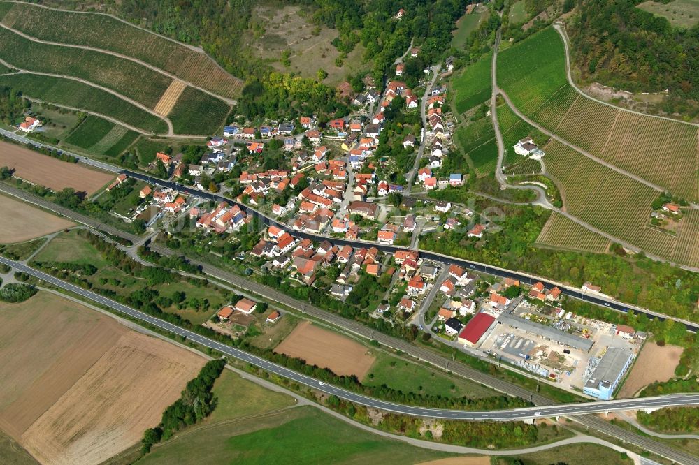 Luftbild Ziegelanger - Dorf - Ansicht der zum Landkreis Haßberge gehörenden Gemeinde Ziegelanger im Bundesland Bayern